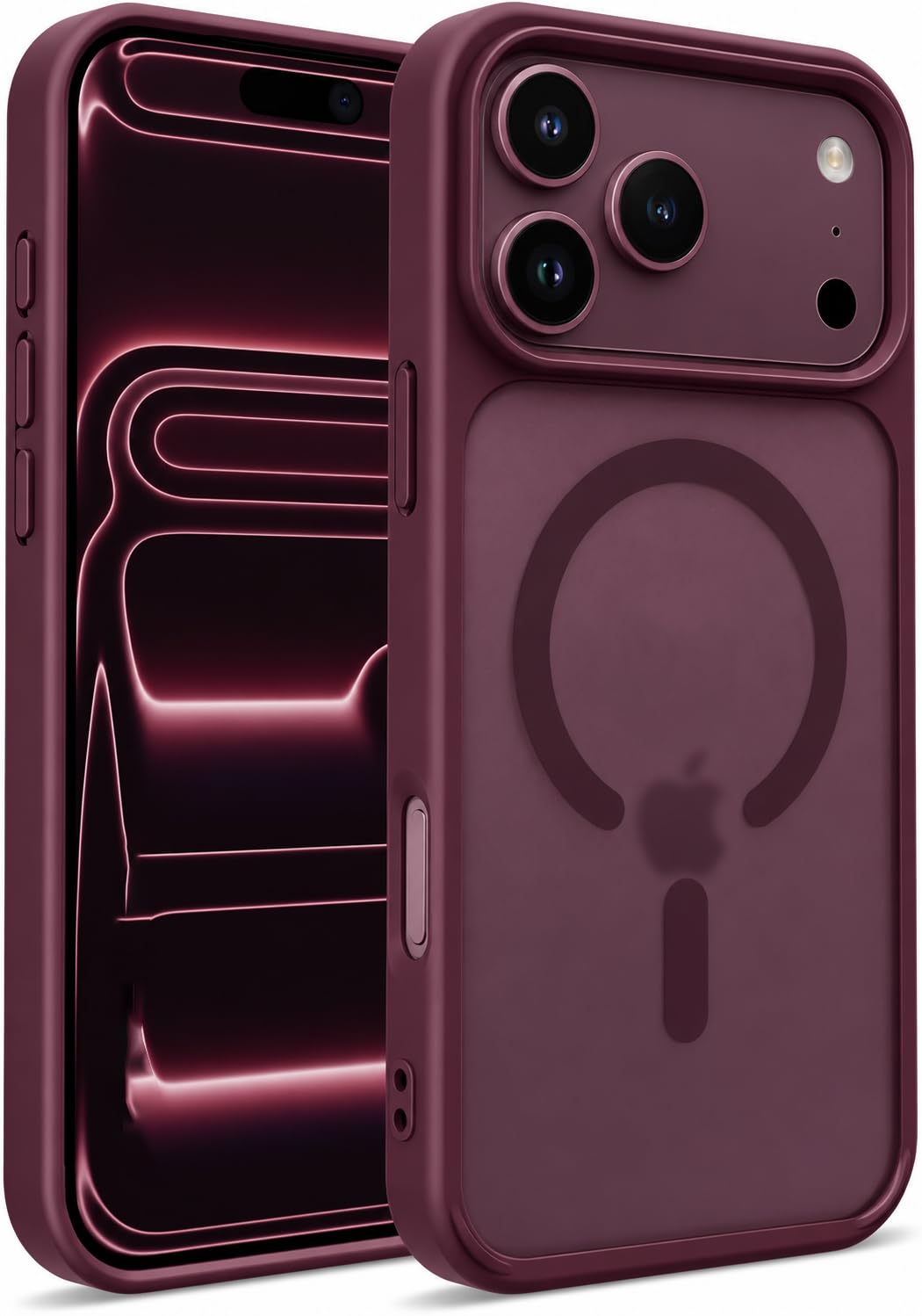 EGOTUDE for iPhone 18 Pro & iPhone 17 Pro Case, Frosted Translucent Matte Hard Back Cover Compatible with Mag-Safe (Burgundy)
