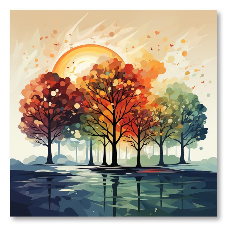 Image of SAF Wooden Framed Nature Art Canvas Wall Painting for Home Decor And Office||For Bedroom,Living Room Home wall and Office Interior 24X24Inch and Office CR-284