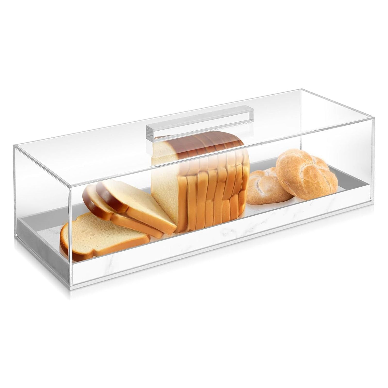 Bandeja de Pastel Rectangular, Vitrina de pastelería acrílica de mármol Bandeja de Postre Multifuncional con Tapa Transparente para Fiestas, Casas, hoteles, Tiendas de postres
