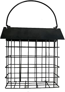 iFlymisi Square Bird Feeder Bird Food Dispenser, Outdoor Hanging Bird Feeder, Square Bread Block Bird Feeder, Garden Bird Food Device Suet Feeder, House Bird Feeder with Roof for Outdoor Indoor