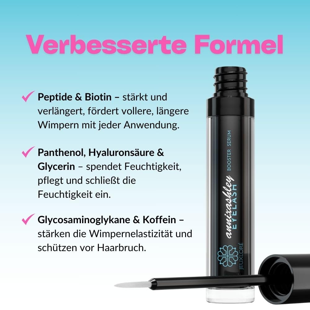 Annixashley Lash Wimpernserum für Premium Wimpernserum für Längere & Dichtere Wimpern – Wachstumsfördernde Formel mit Biotin und Peptiden – Sichtbare Ergebnisse in 6-8 Wochen