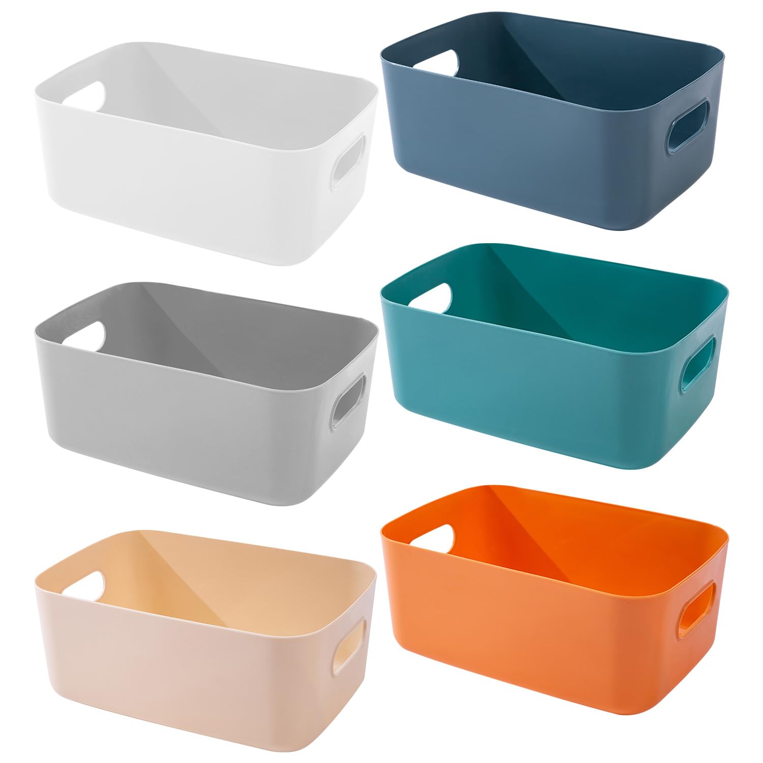 Wintfarm 6-Pack Plastic Storage Baskets, Kitchen & Bathroom Organization, Multiple Colors, 25x16.5x10cm, 6pcs(25*16.5*10cm), 12" x 5Ft