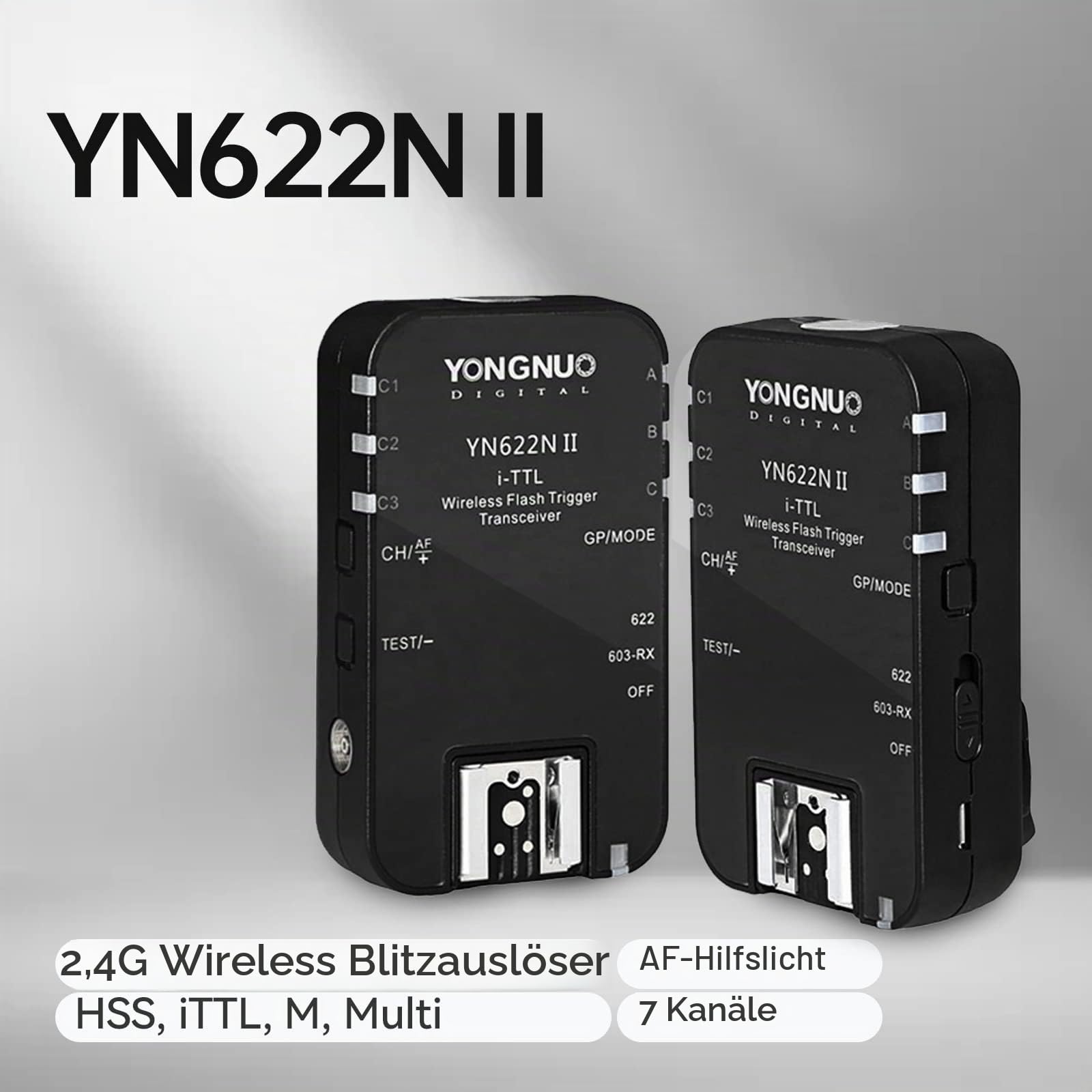 YONGNUO YN622N II Wireless TTL Blitzauslöser, mit High-Speed Sync HSS 1/8000 kompatibel mit Nikon Kamera