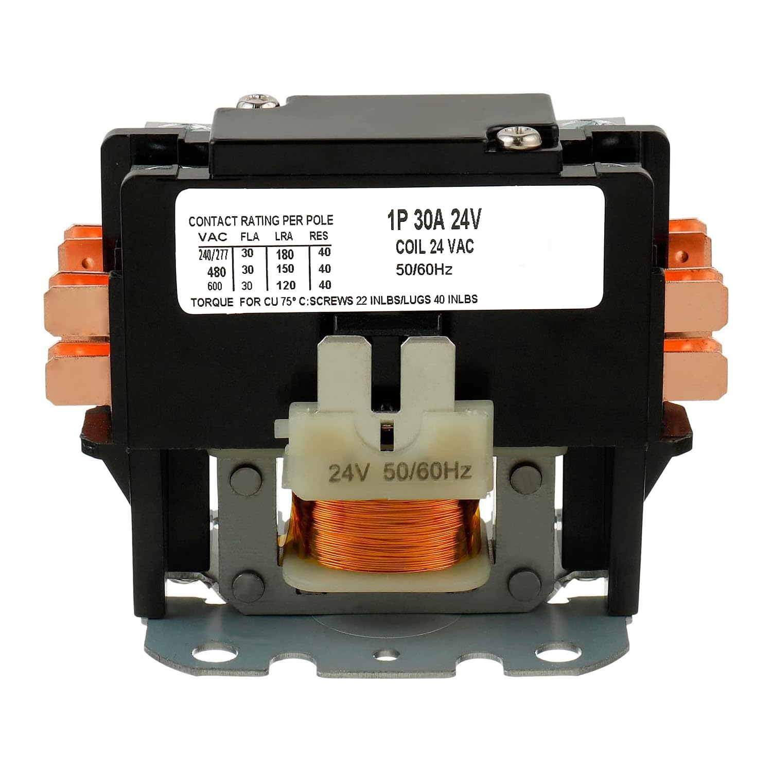 SIGANDG Special Contactor, 1P 30A 24V AC, SGD-AC-1P30A, Coil Voltage Adjustment for HVAC, Pumps, Condensers, Compressors, Exhaust Fan Motors