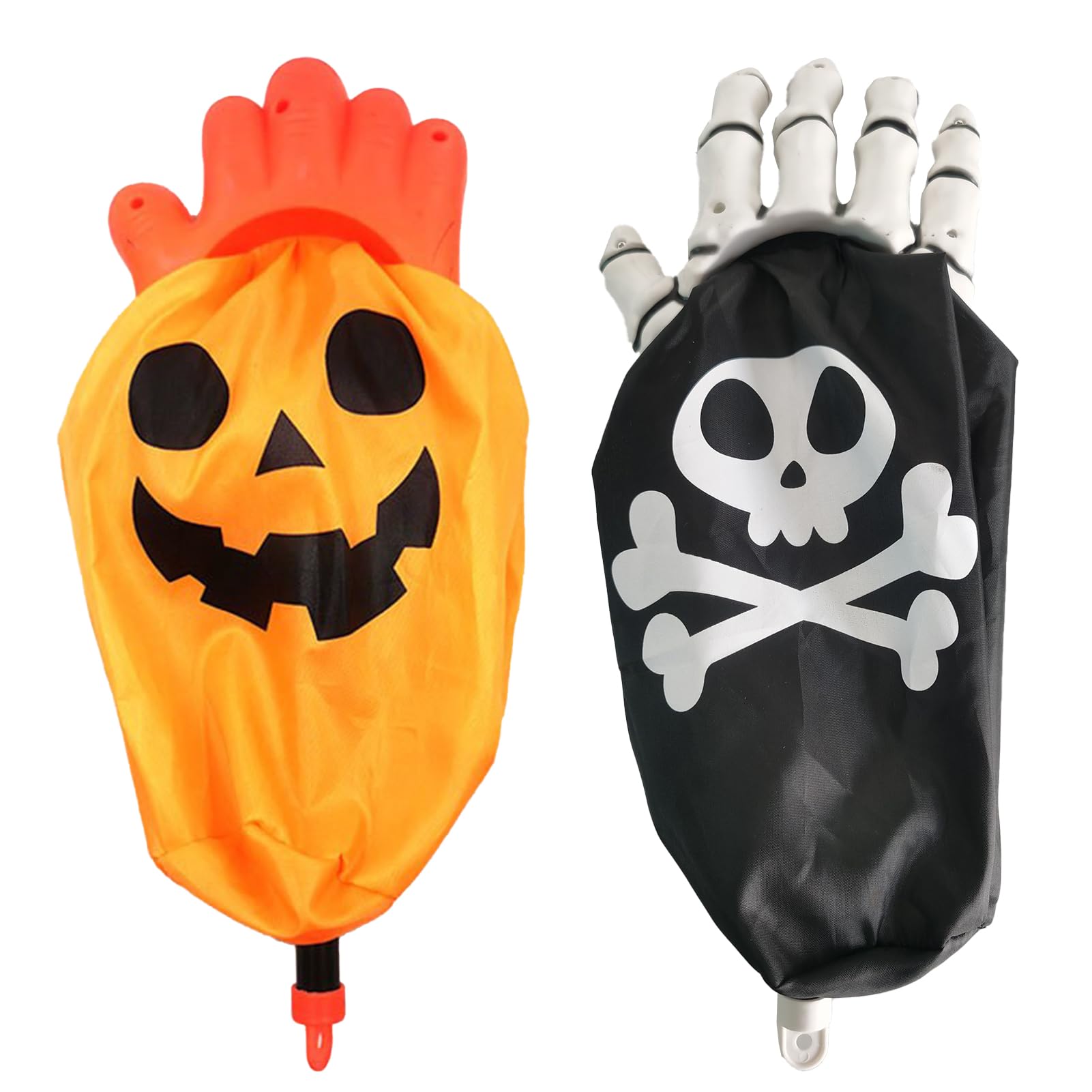 2 Pack Halloween Trick or Treat Bags Kids Handheld Candy Bag Skull Hand Palm Begging Bags for Halloween Party Cosplay Prop