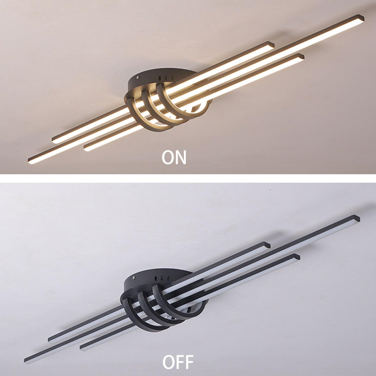 Deckenleuchte Moderne LED Dimmbar Skandinavischer Stil Deckenlampe Minimalistisch Innen Decken Beleuchtung Mit Fernbedienung for Schlafzimmer Gang-Lampe Korridor Licht Pendelleuchte(Schwarz,80cm)