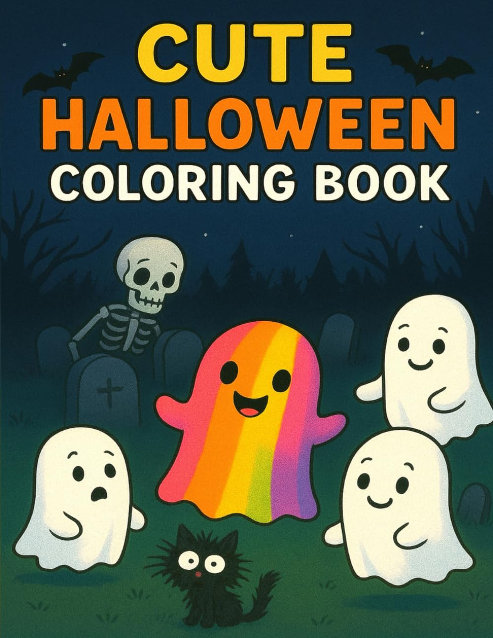CUTE HALLOWEEN COLORING BOOK: Funny, Cute and Spooky – Adorable Pages for Your Dark Side | A Perfect Halloween Gift for Kids, Teens, and Adults