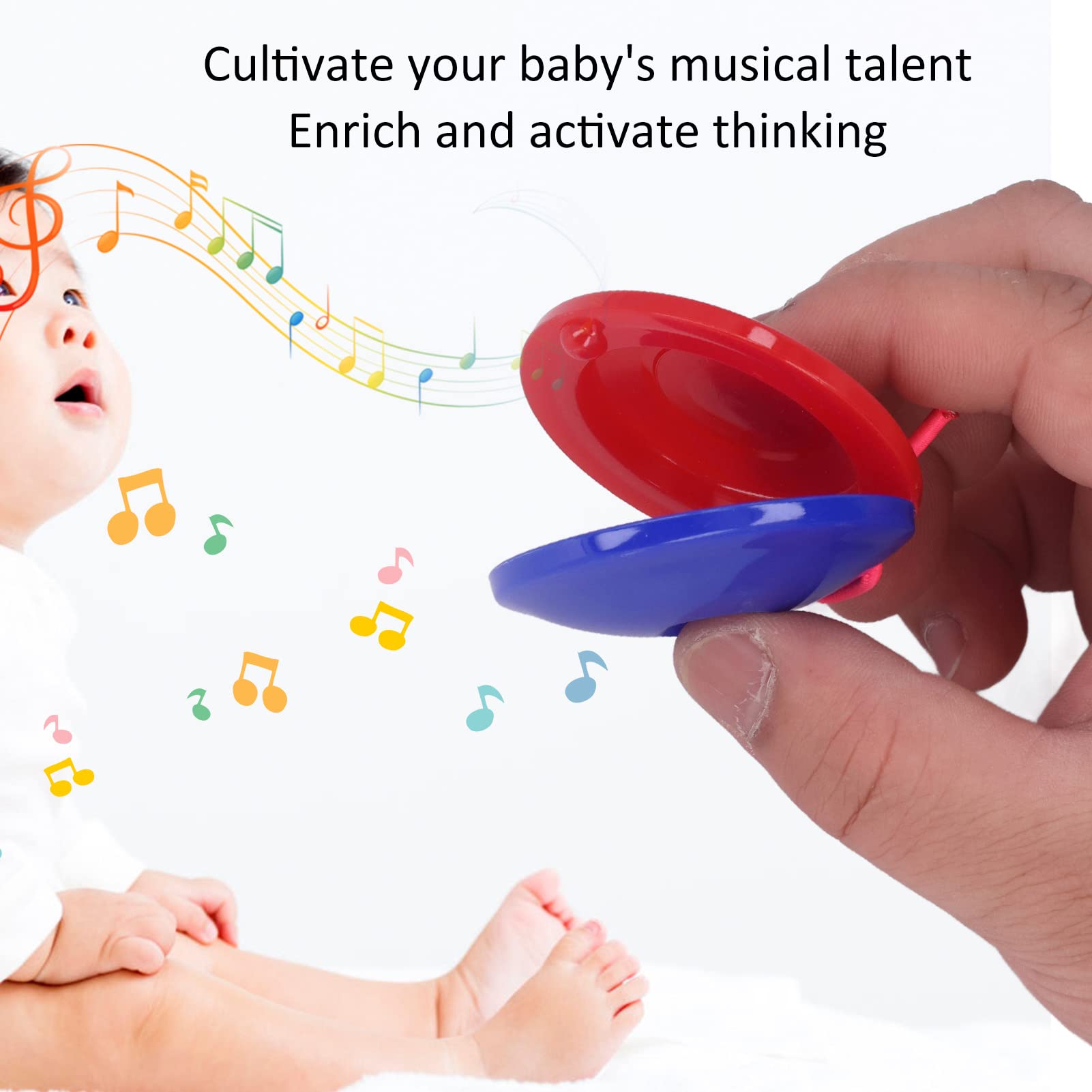 24 Nacchere Per Dita In Plastica - Giocattolo Musicale Per Bambini, Colori Blu E Rosso