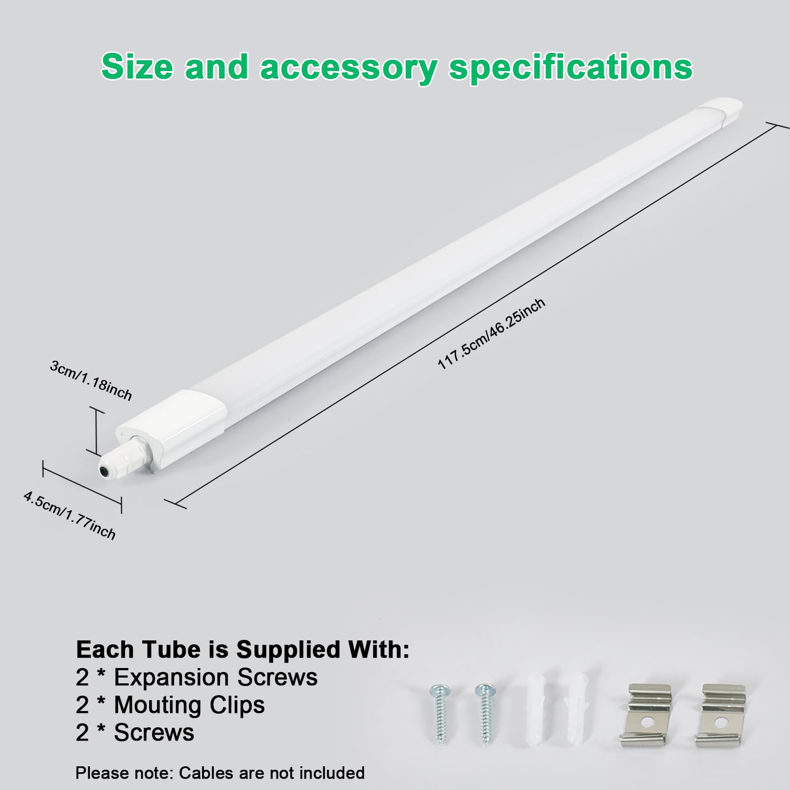 Lot de 6 Réglette LED 120cm, 36W 5500 lm, IP65 étanche, 6500 K | Raccordable en Série, Tubes Lumineux Blanc pour Garage, Adaptée aux Sous-sols, Garages et Entrepôts