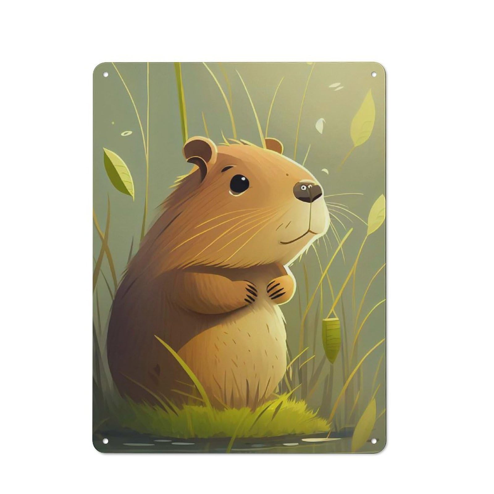 Cute Capybara Animal Rustic Tin Sign 40x30cm for Pub Or Café, for Collectors Building A Themed Wall Display
