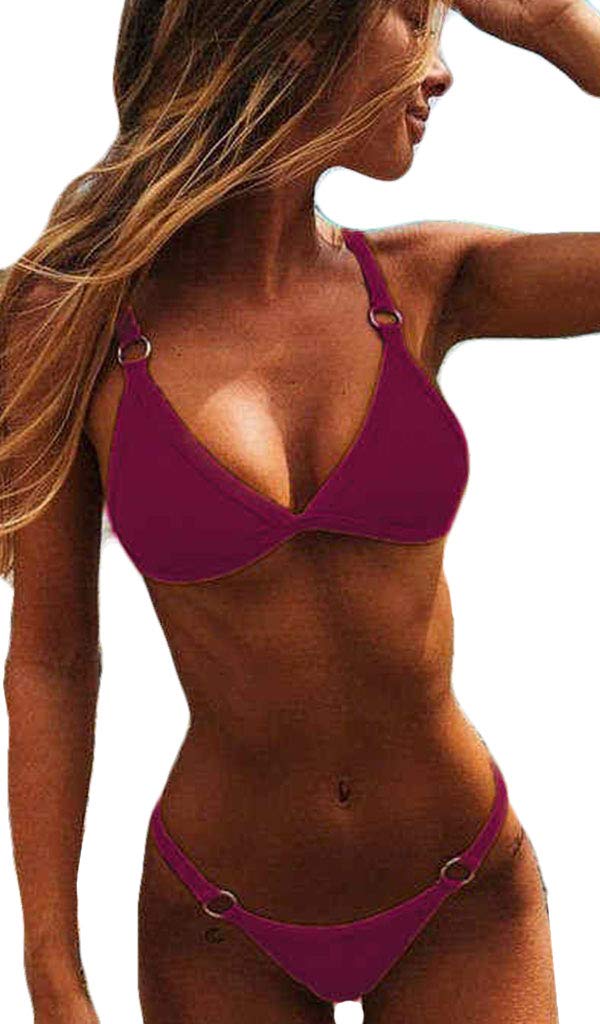CheChury Sexy Damen Bikini Set Strand Bademode Badeanzüge Badeanzug High Cut Bralette Bikini Set Beachwear Damen Push Up Zweiteiliger Badebekleidung Bikinihosen