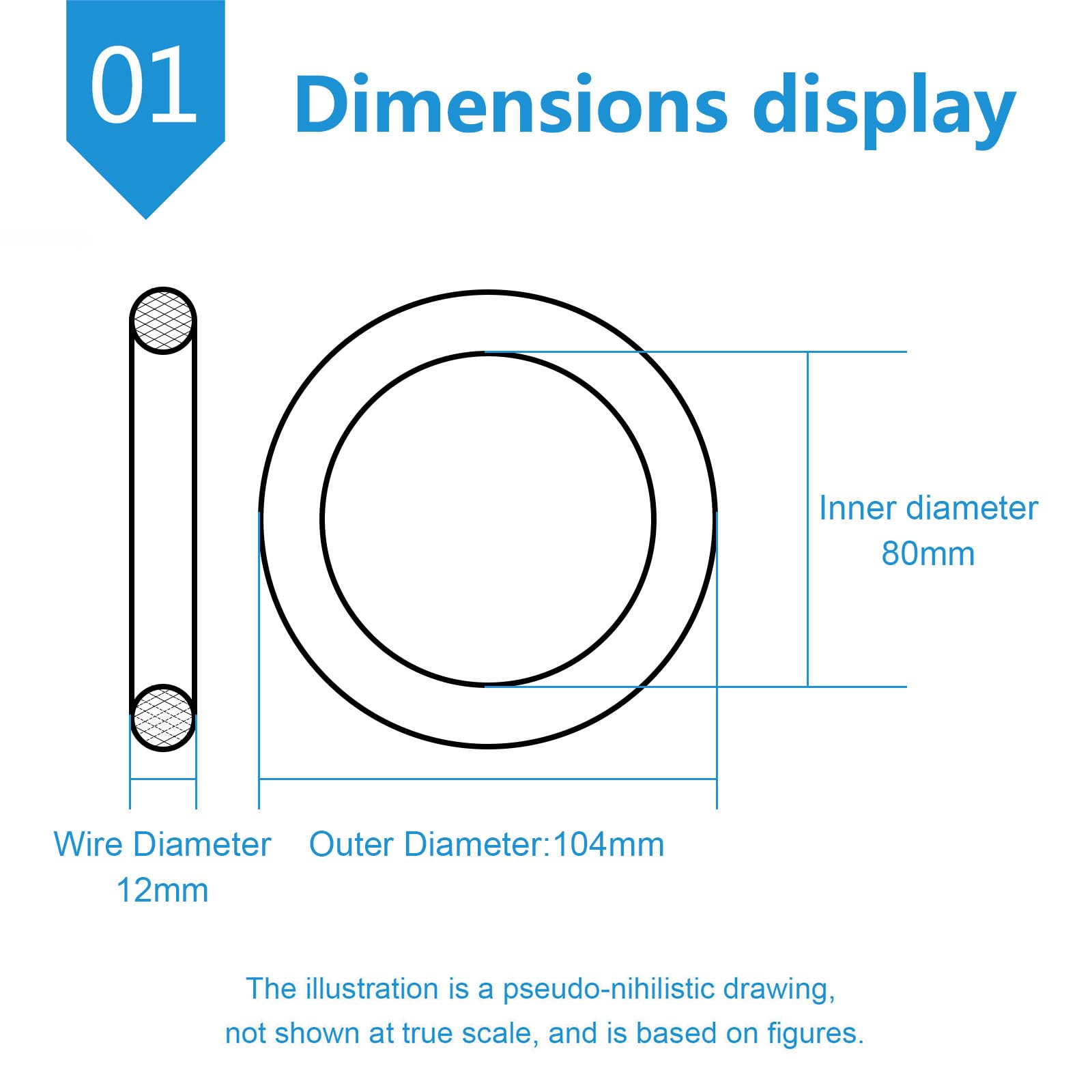 Anneau rond sans soudure en acier inoxydable 304, anneaux ronds soudés, adaptés aux décorations de bandoulière, diamètre du fil 12 mm, 2 pièces(ID:80mm)