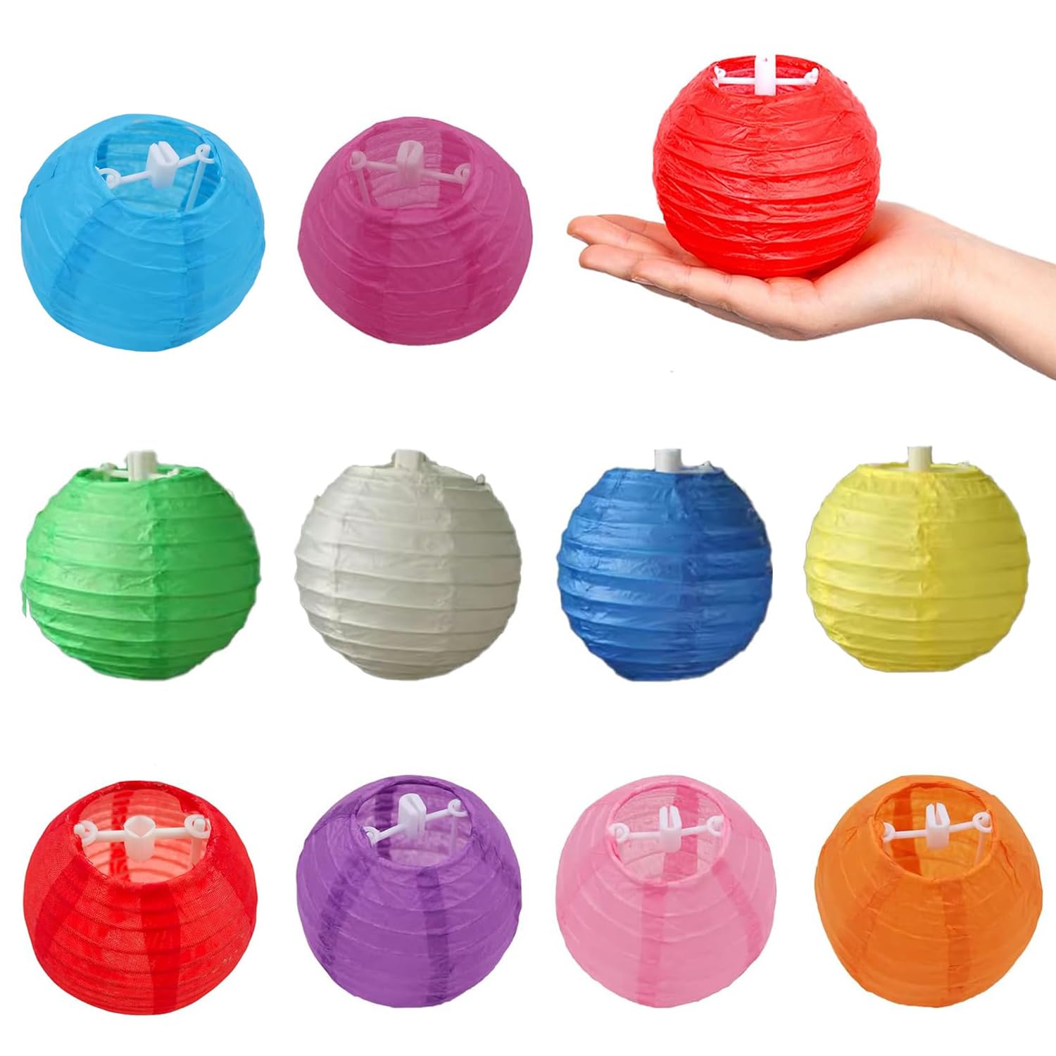 10 Lanternes En Papier Pliables 3 Pouces (7.5 Cm) - Décoration Fête, Mariage, Anniversaire, Blanc (à Personnaliser) - 7