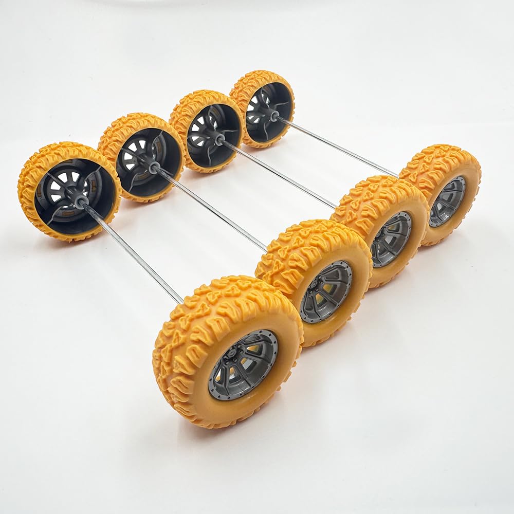 10PCS Toy Car Wheel RC Car Rubber Tire Wheel with 5PCS Shaft Round Rod Axles for RC Car Truck Robot DIY Model Toy Wheel Parts (2x40mm Orange)