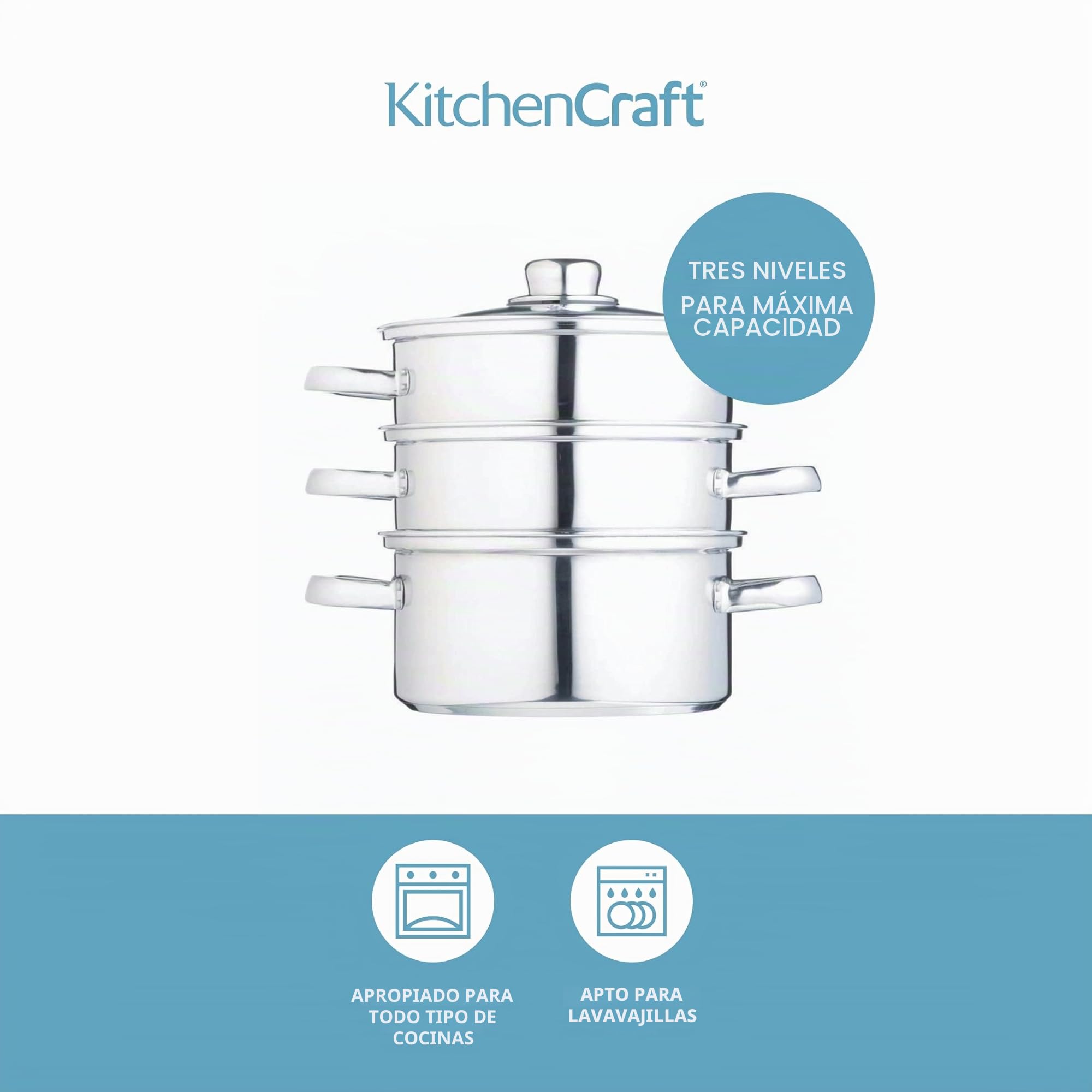 Clearview - Vaporera de 3 pisos de acero inoxidable (16 cm)