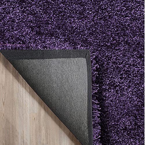 Image of CD Carpet Anti Slip Shaggy Fluffy Fur Rugs and Carpet for Living Room Bedroom Kids Room Plain Circle Carpets for Home with 2 Inch Thickness (Color Purple /Plian Size 4x4 Feet Round)
