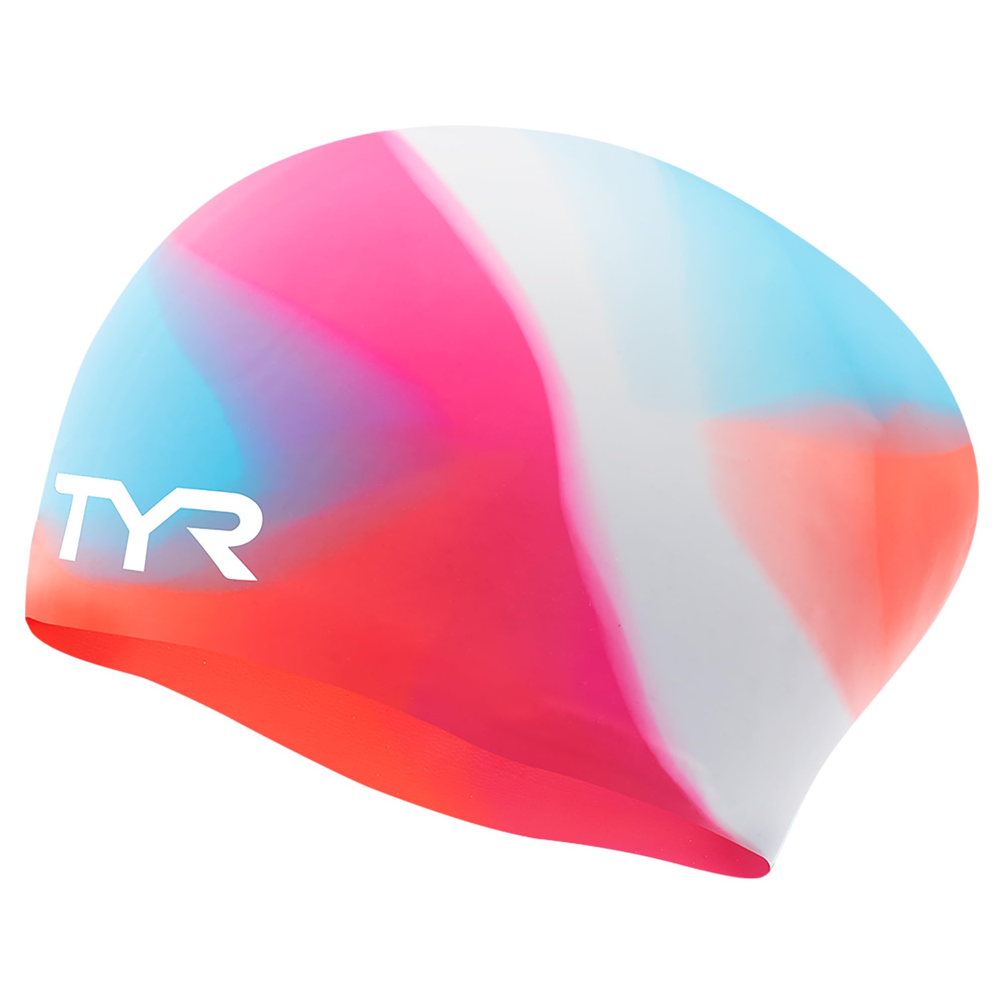 Photo 1 of TYR Tie Dye Long Hair Silicone Swim Cap Youth, Pink Blue Orange, NA