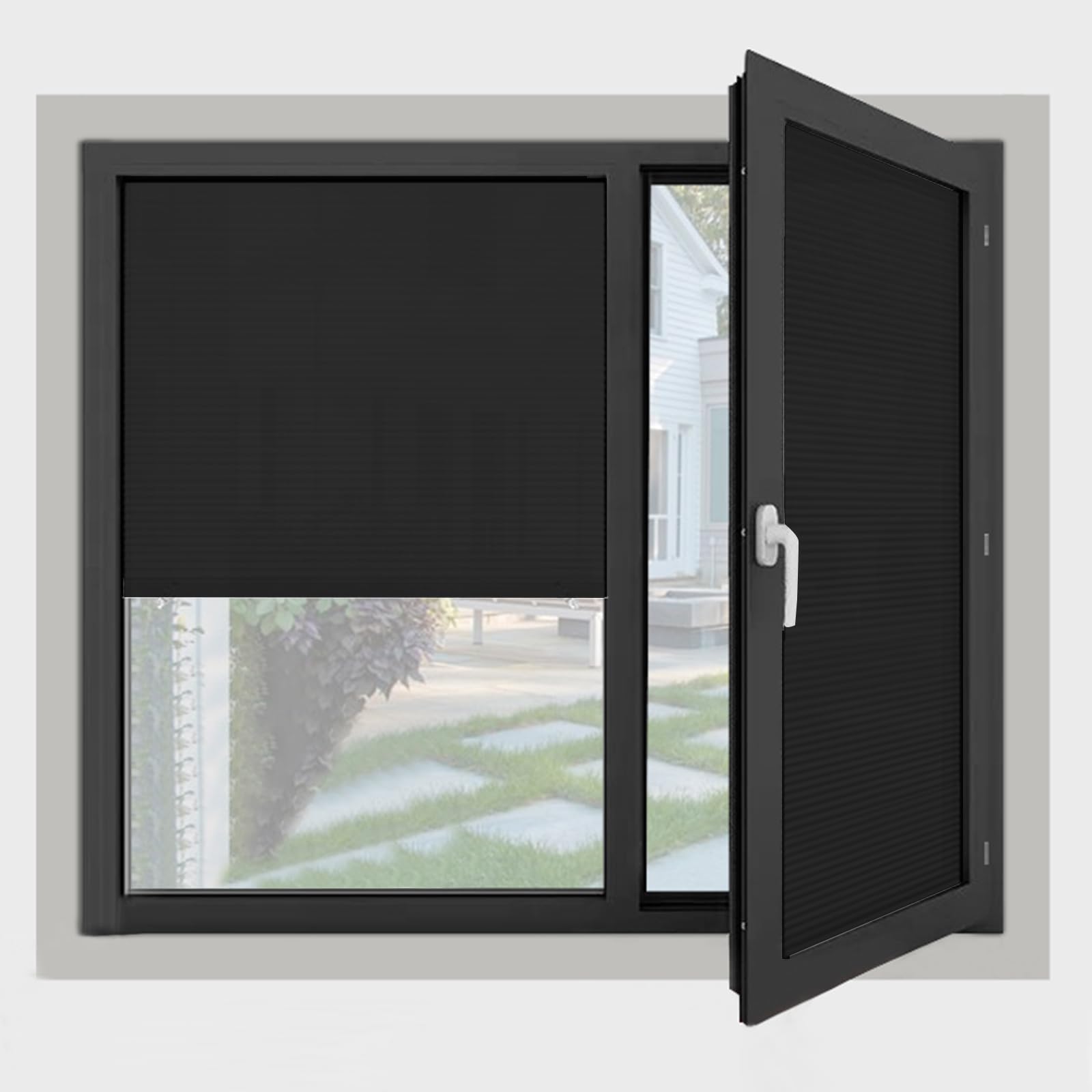 Maritown Temporary No Drill Blinds for Windows, Polyester Easy Fit Stick on Window Blinds, Blackout Door Blinds No Drilling, Perfect Fit Vertical Blinds, Easy to Install Clip On Blinds, 1 Panel