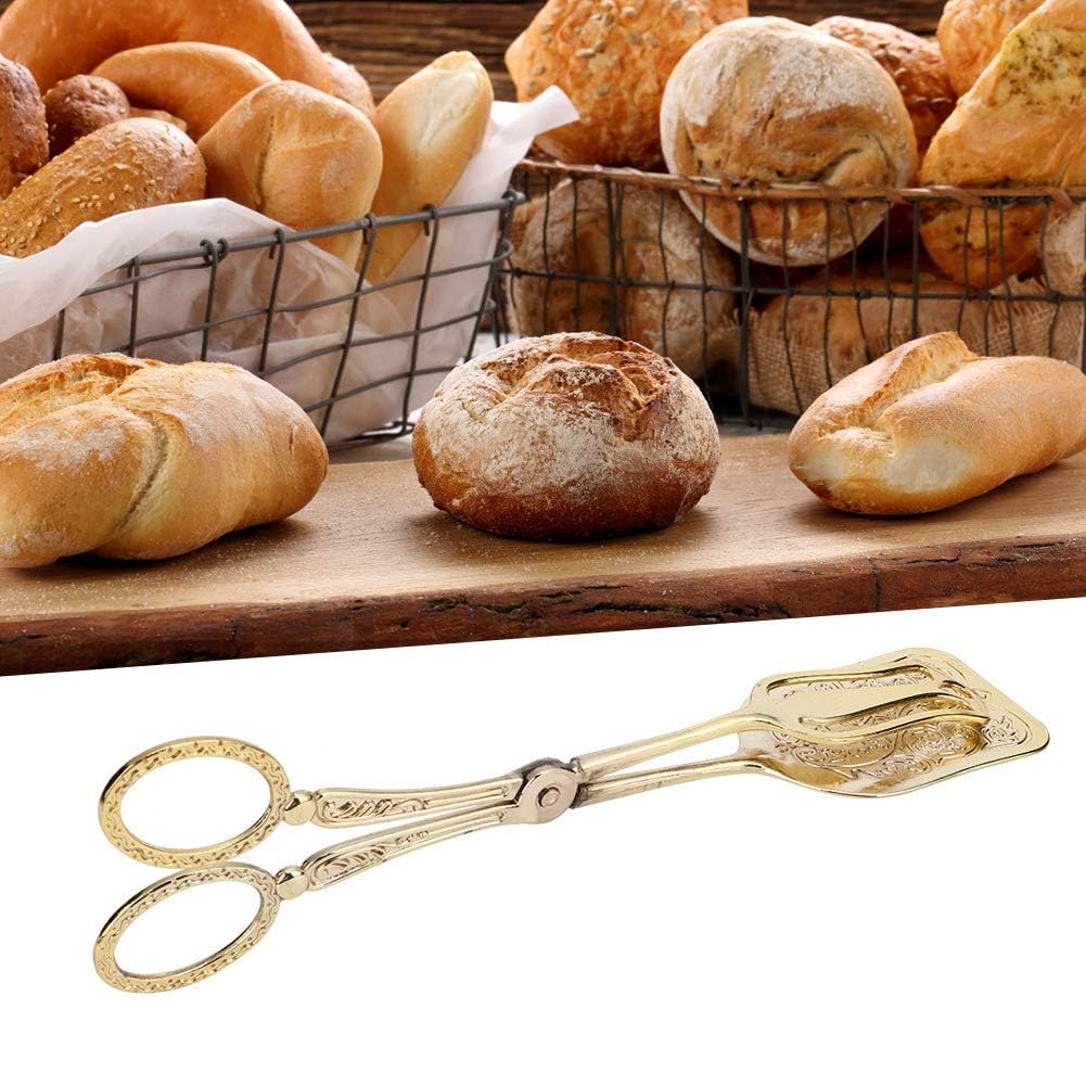 Servierzange, 2 Stück, Brotzange, Lebensmittel-Buffet-Clip, Salatbesteck, Zinklegierung, Vintage-Salat-Steak-Clip für Catering (Gold)