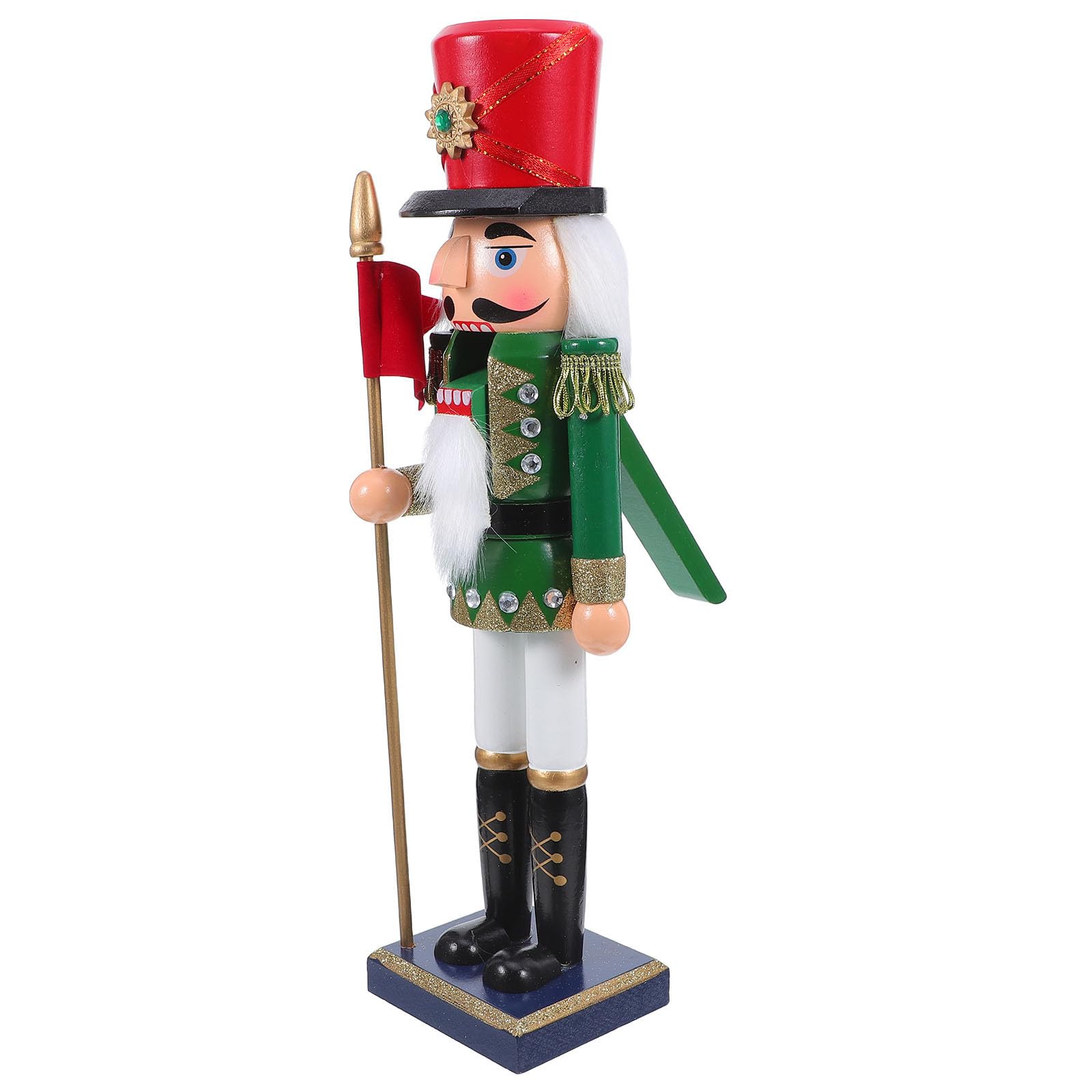 Figurine Casse-Noisette en bois vert FRCOLOR pour décoration de table et Noël traditionnel