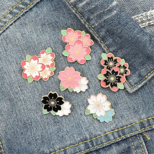 Image of 4pcs Cherry Blossom Brooch Pins Cute Flower Cherry Blossom Enamel Lapel Pin for Teen Girls Women Jewelry Gifts Friendship
