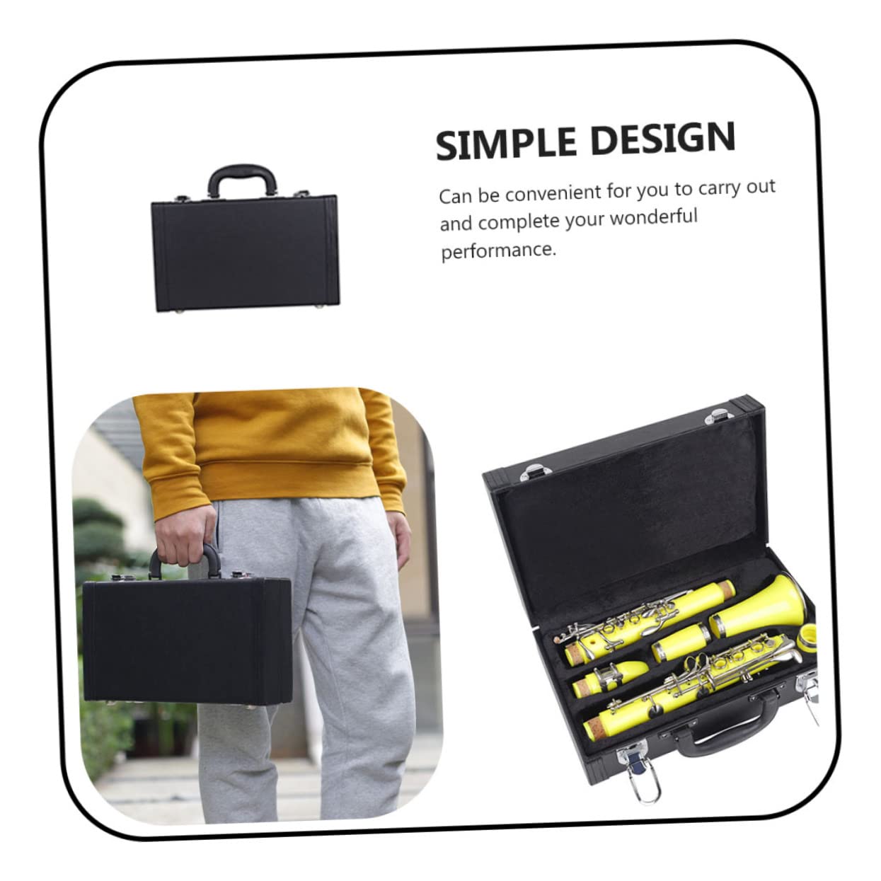 ULDIGI Case Clarinet Black Hard Shell Case Clarinet Carrying Tool Comfortable Handle