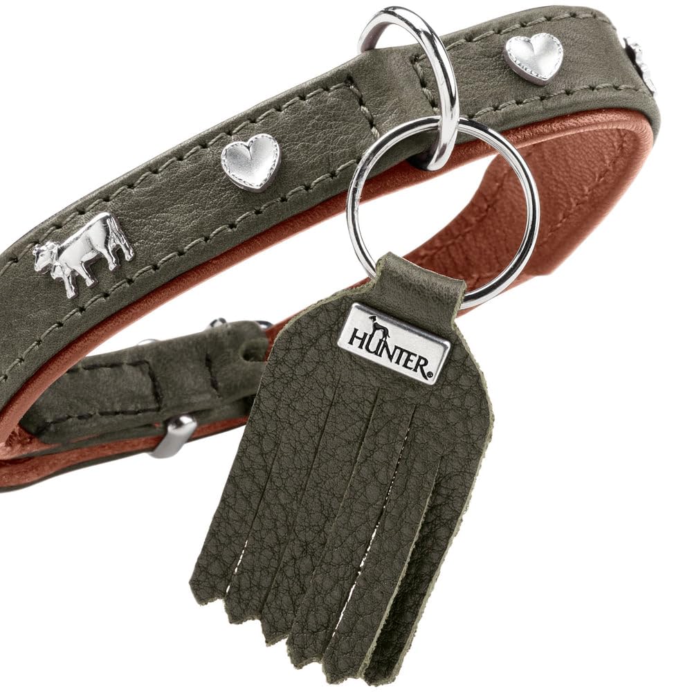 HUNTER MÜNCHEN Mini Dog Collar Cognac/Black for Small Dogs and Puppies Leather Elegant Costume Details Soft and Robust Fur Friendly Luxurious Sustainable Made in Germany Size: 27 - Image 4