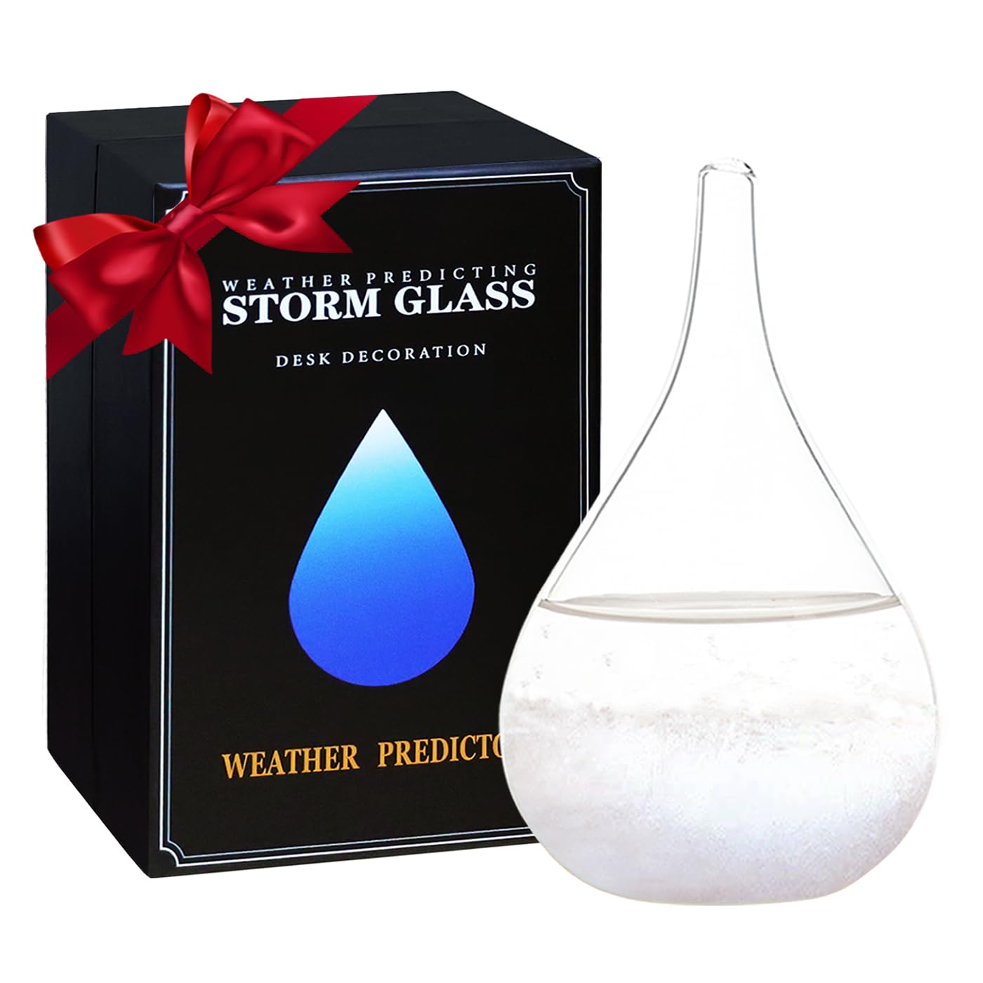 Unique Christmas Gifts, Storm Glass Weather Predictor,Mini Transparent Drop-Shaped Glass Snow Globe,Cool GIFS and Home/Office Desk Decorations