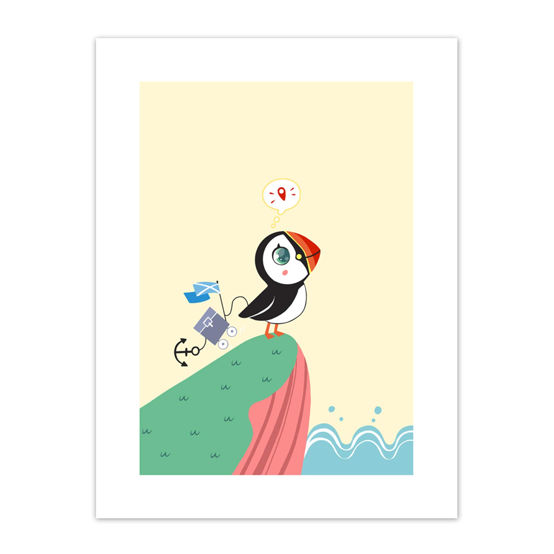 Wee Blue Coo Puffins Travel Voyage Art Print Canvas Premium Wall Decor Poster