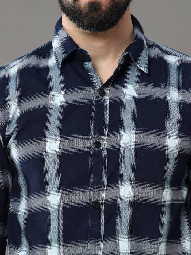 Image of NoseQueen Men's Checked Cotton Shirt | Full Sleeve Regular Fit Casual Shirt for Men | Soft Breathable Checkered Shirt