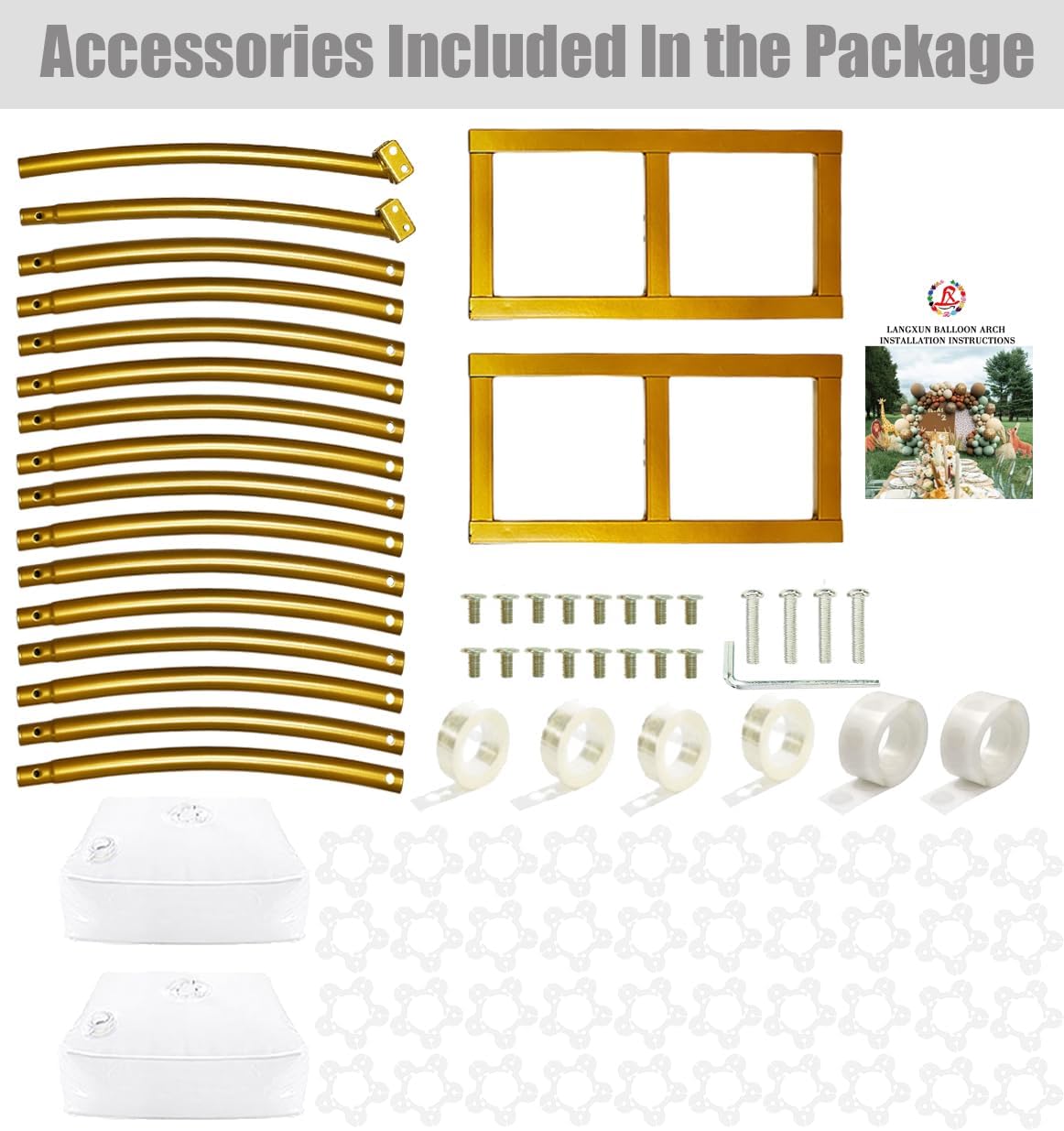 LANGXUN 9ft Large Size Metal Circle Balloon Arch Stand Decoration, Indoor Outdoor Arch Frame for Birthday Wedding Graduation Decorations and Event Party Supplies, Baby Shower Photo Background