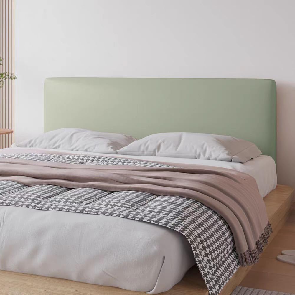 TLMQYXZE Soft Faux Leather Headboard Cover Stretch All-inclusive Tight Wrap Bed Head Cover Solid Color Bed Back Protector Cover For Super King/Double/Single Bed(Green,170-190cm)