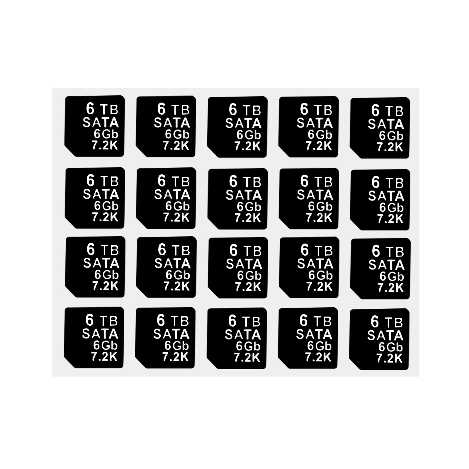 20PCS Capacity Sticker Label for Hard Drive Tray Caddy DXD9H 0DXD9H X7K8W 0X7K8W, Compatible for Dell PowerEdge 16th-14th Gen r740 r640 r440 r340 r750 r650 r550 r760 r660 r6625, 6TB, SATA, 6GB, 7.2K