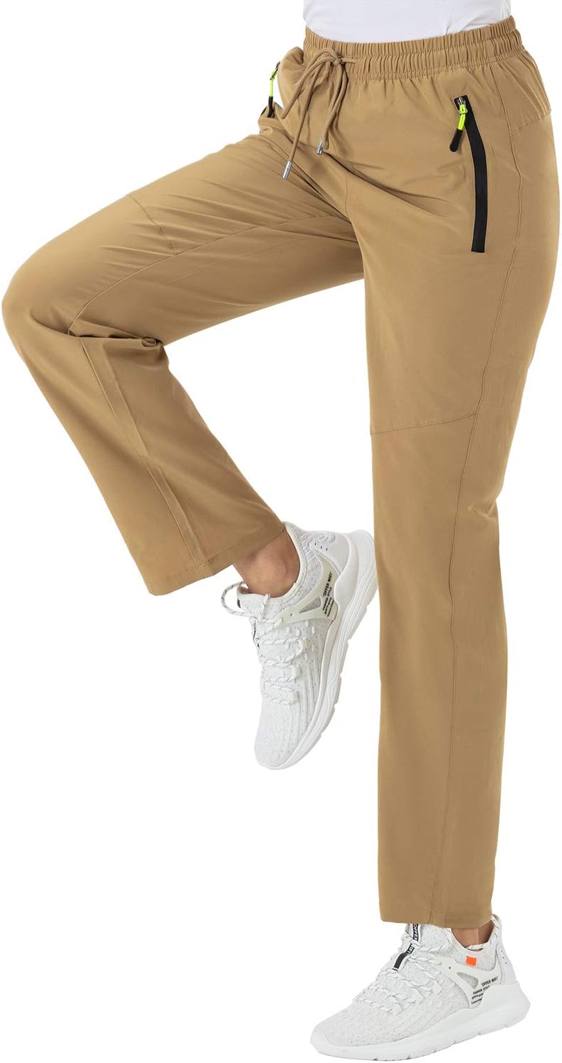 BGOWATU Women's Hiking Cargo Pants Quick Dry Lightweight Water Resistant Joggers Pants Zipper Pockets