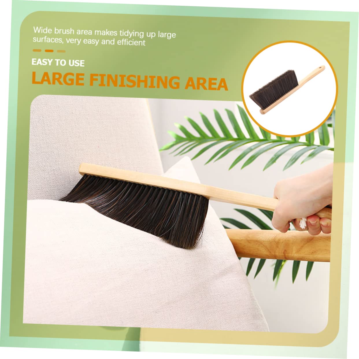 GOOHOCHY Dust Brush with Wooden Handle Lightweight Handheld Bed and Sofa Cleaning Brush for Furniture and Office Desks Compact Design with Hanging for