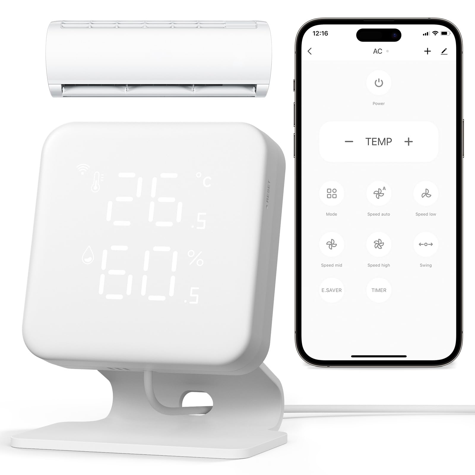 Photo 1 of WOOX Smart Air Conditioner & Heater Pump Controller, WiFi IR Remote Control for Mini Split AC, Portable & Window AC, Temperature and Humidity Automation Controllers, Compatible with Alexa/Google