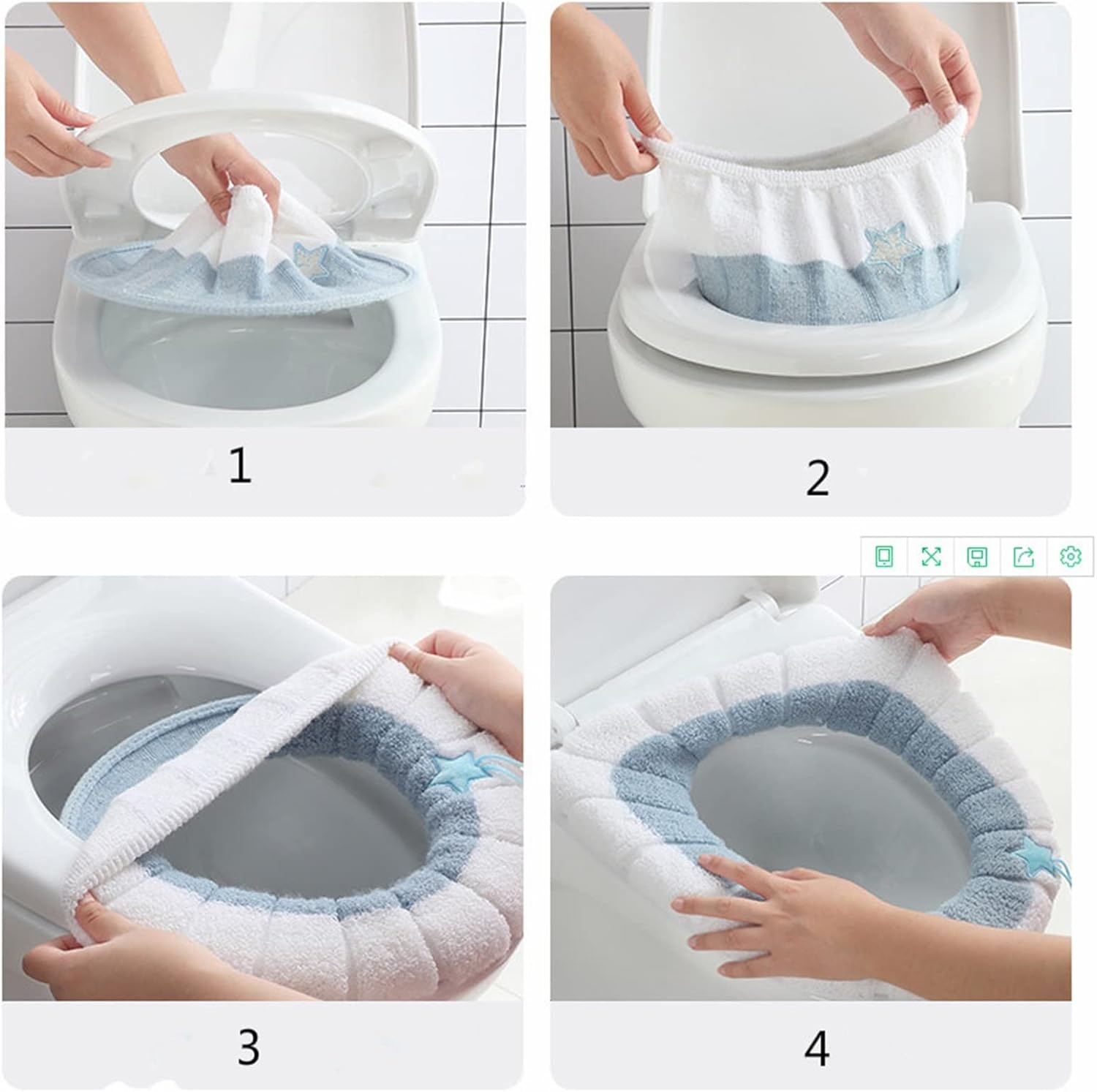 2pcs Toilet Seats, Toilet Seat Cover Cushion Bathroom Soft And Warm Washable Cover Pads