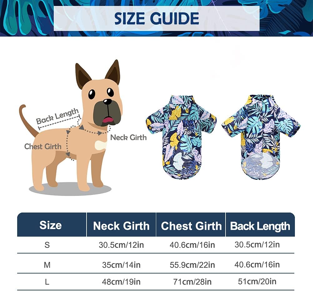 EXPAWLORER Hawaiian Dog T-Shirt Set - Summer Pet Clothes Apparel with Straw Hat and Garland for Small Medium Large Dogs : Pet Supplies