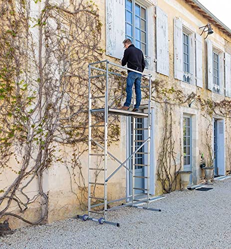 Echafaudage roulant d'escalier intérieur et extérieur 2,5m/4,5m en aluminium Hailo HobbyStep H5