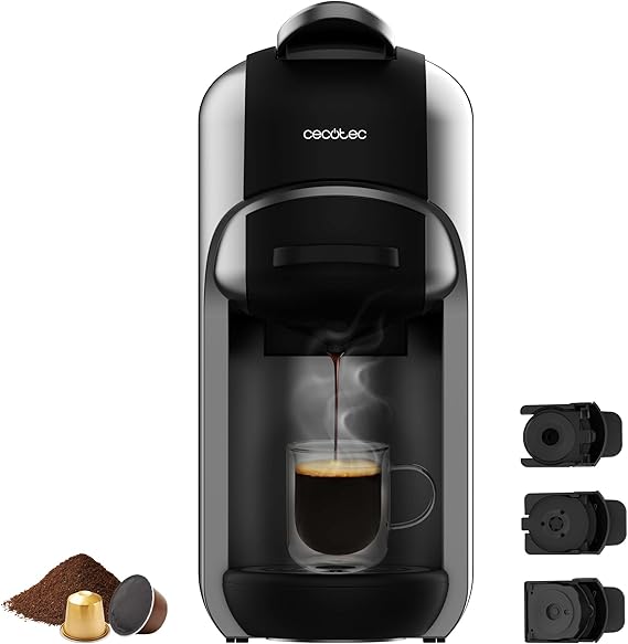 Cecotec Macchina da Caffè Espresso FreeStyle Compact. Potenza 1450 W, ThermoBlock, Design elegante e compatto, Pompa di pressione ForceAroma 19 bar, Serbatoio d'acqua 600 ml, Spegnimento automatico