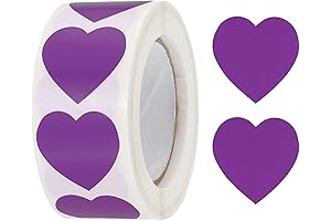 MECCANIXITY Heart Shaped Stickers: 500 Adhesive Purple Hearts for Envelopes, Valentine's Day and Weddings