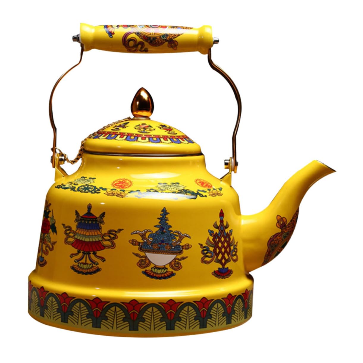 Tetera de Esmalte Diseño Artístico y Antiguo, Tetera Práctica y Sanitaria para Aficionados del Té en Oficina y Hogar