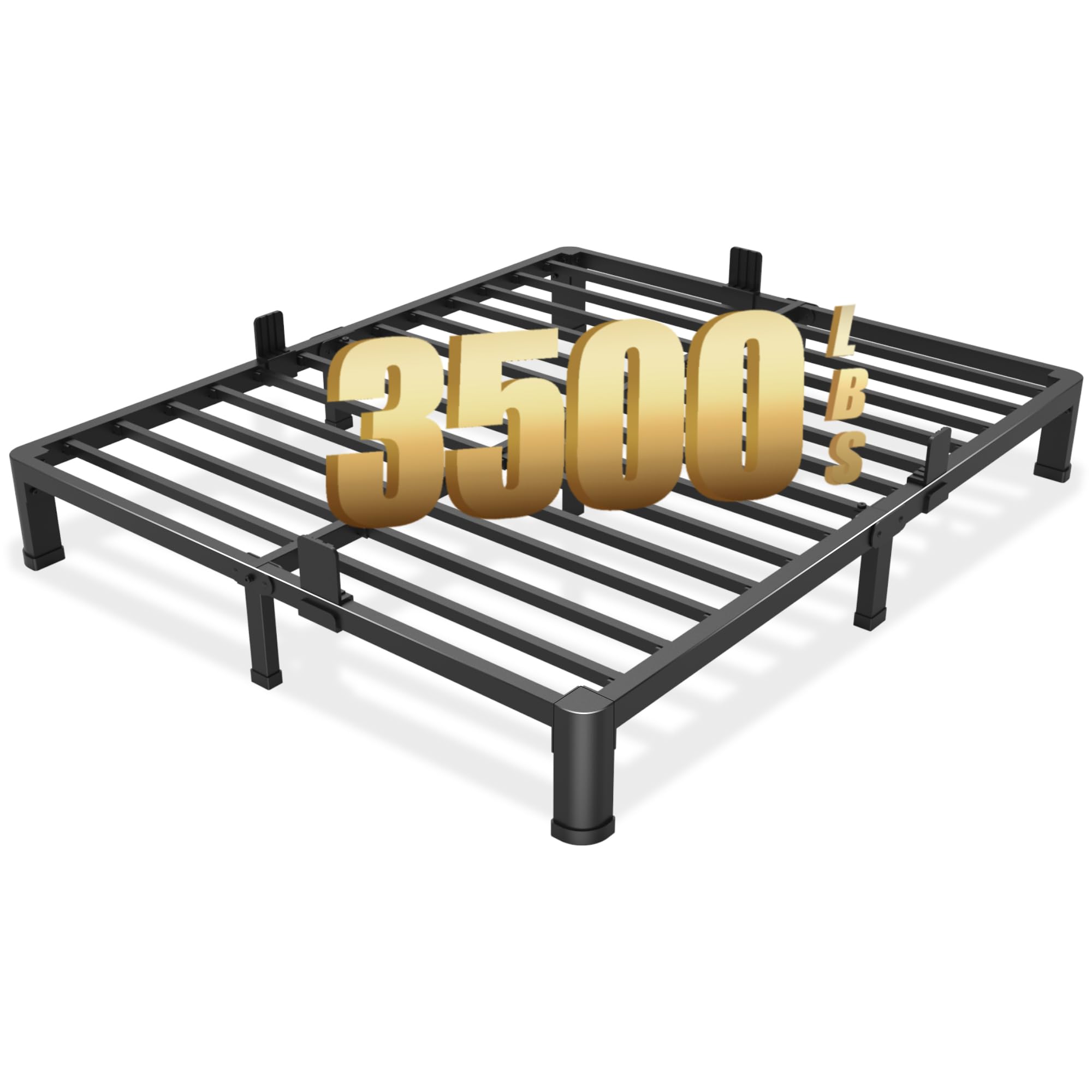 Photo 1 of FUIOBYVV 6 Inch Queen Bed Frame with Round Corner Edge Legs 3500 lbs Metal Heavy Duty Steel Slats Support No Box Spring Needed Platform Noise Free Easy Assembly