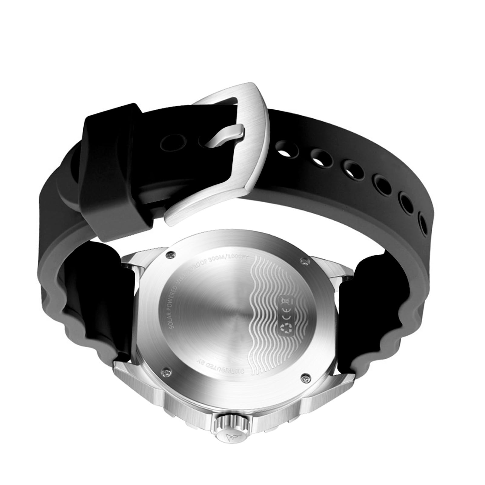 Wakects Reloj de Buceo de Cuarzo con Energía Solar, Resistente Al Agua hasta 300 M, Correa de Silicona Luminosa, para Hombres y Mujeres, Actividades Al Aire de Buceo Profesional