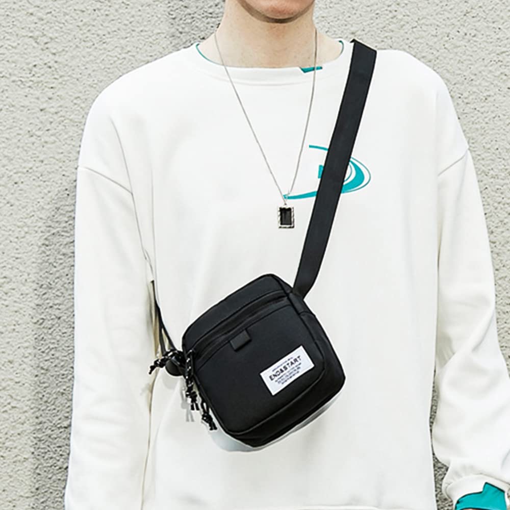 Sac Banane Homme BAGZY - Noir, Nylon - Sacoche Ceinture Multifonction - Pour Téléphone, Affaires