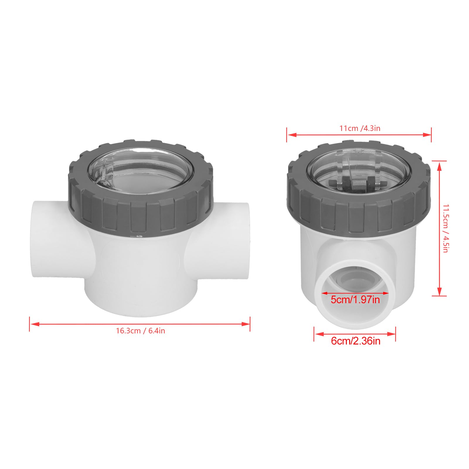 Valvola di ritegno Piscina, Valvola Controllo Flusso Trasparente PVC con Maniglia Regolabile V40-1A, Materiale ABS per Pompa Piscina e impianti Idraulici
