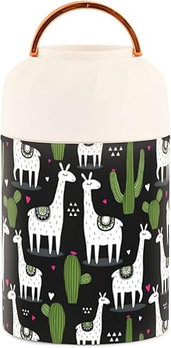 Miniatura 2 de MCHIVER Alpacas Food Jar with Spoon Stainless Steel Vacuum Insulated Food Container 17 oz Food Flask for Lunch