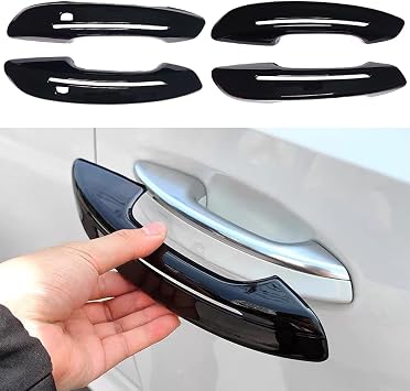 AOKIO Door Handle Cover Compatible with 2020 2021 2022 2023 2024 2025 Cadillac CT5 Accessories with Light, Glossy Black