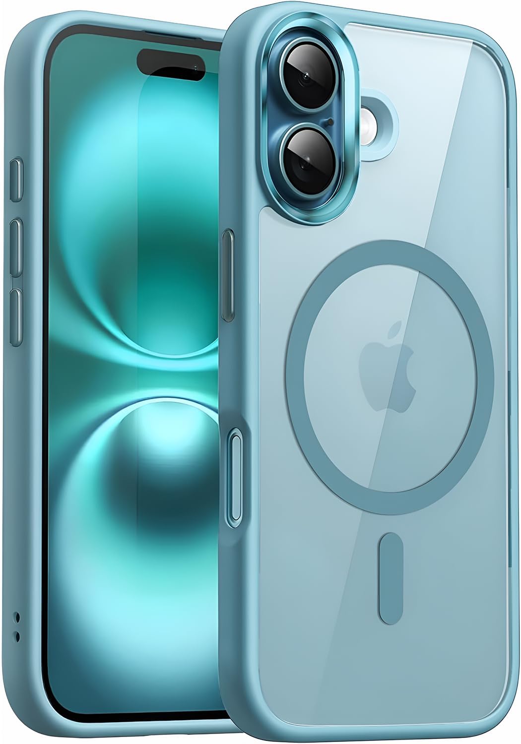 Minesk iPhone 16 Plus için SUPER-CRYSTAL Magsafe ile Uyumlu Kılıf Arkası Kristal Berraklığında Cam Görünüm Kenarları Darbe Emici Silikon Hybrid Kılıf (Yeşil, 16 Plus) - Görsel 1