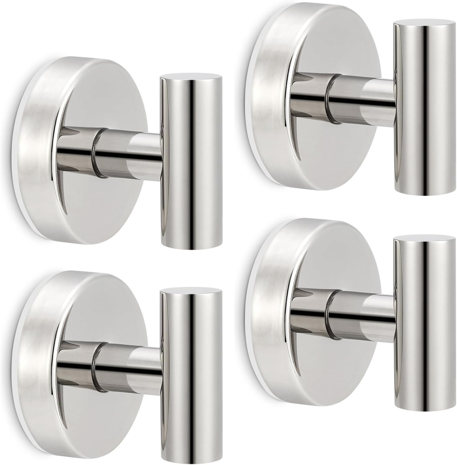 Towel Hooks Shower Suction Hook Towel Hanger for Bathroom Hanging Coat, Robe, Removable Wall Mounted Hook for Bedroom Kitchen Hotel Pool Chrome(4-Pack)